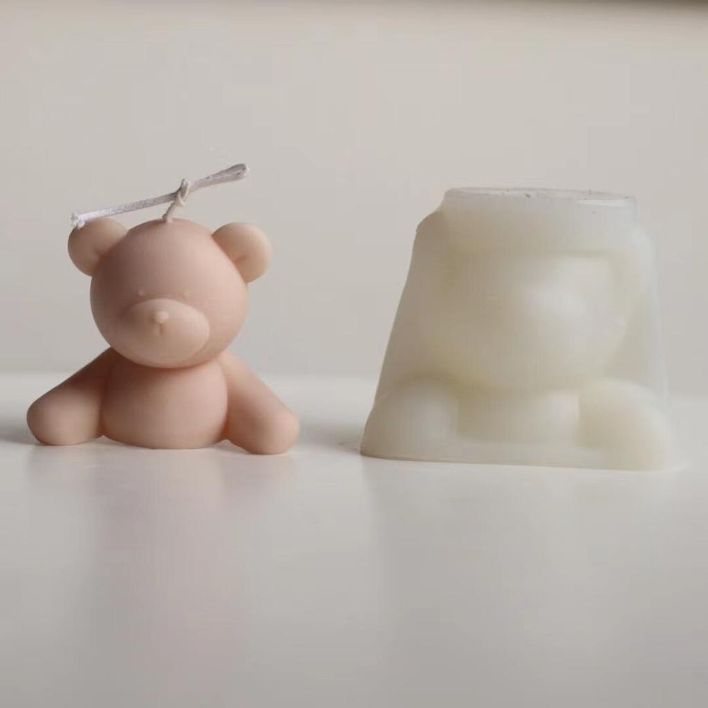 Cute Bear with Swimming Ring Silicone Mold DIY Creative Candle Mold for Candle Making Summer Party Supply Home Decor