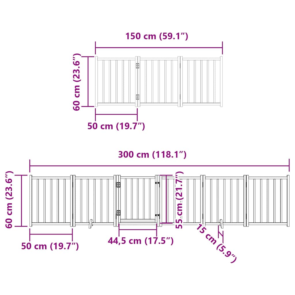 9 Piece Foldable Dog Gate 450 cm Poplar Wood