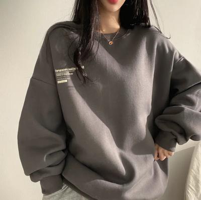 Damen Herbst und Winter Koreanische Version von gepolsterten Sweatshirts mit langen Ärmeln und lockeren Baumwollpullovern