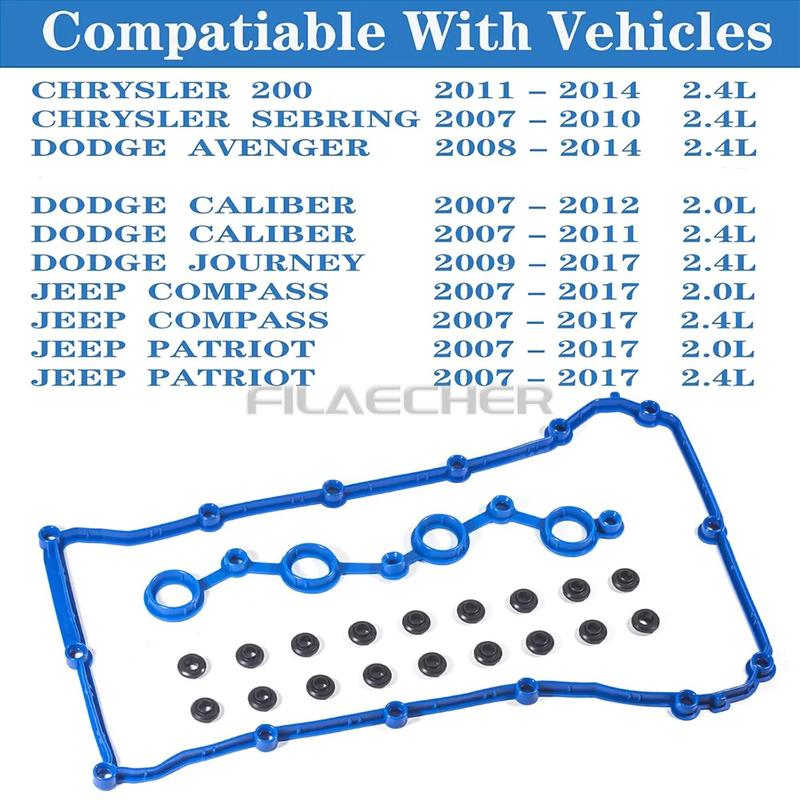 For Chrysler 200 2.4 Gasket Sebring Jeep Compass Patriot Dodge Avenger Journey Caliber Valve Cover Gasket 1.8 2.0 2.4L 09 -20