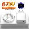 6A 67W Fast USB Charger for Xiaomi 10 11 12 Lite 13T 14 Redmi Note 10S 11S 11T 12 13 Pro POCO Turbo Charge Type C Charging Cable