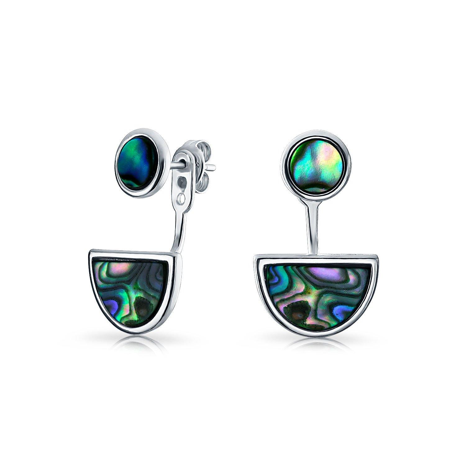 

Avalon shell 925 silver half moon earrings that can be used in 2 ways with earrings jacket [Bling Jewelry]