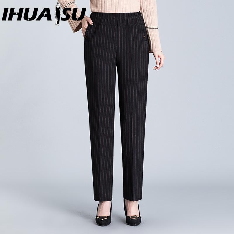 

IHUASU XL-8XL Повседневные брюки оверсайз Женские с высокой талией Длинные свободные брюки Дамские Новые весенне-осенние брюки Женские Эластичные брюки XXXXXL