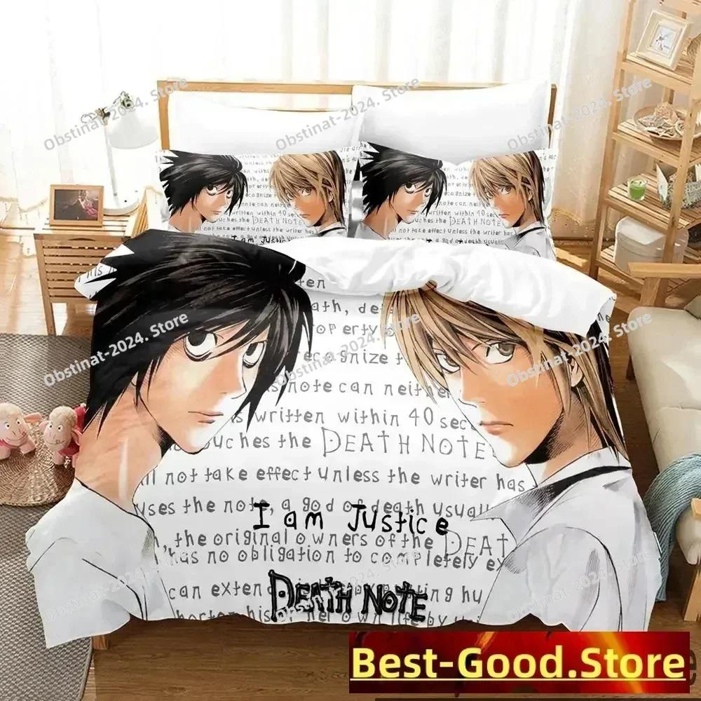 3D Death Anime Note Beding Set Printed Bed Linen Set With Pilowcase Soft Duvet Cover Soft Single Double Quen Super King-Sized Dimensionsd Dimensions