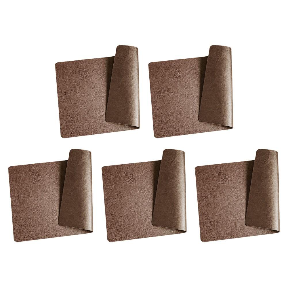 Leather Washable Placemats Set of 5 Non Slip Heat Resistant Table Mats