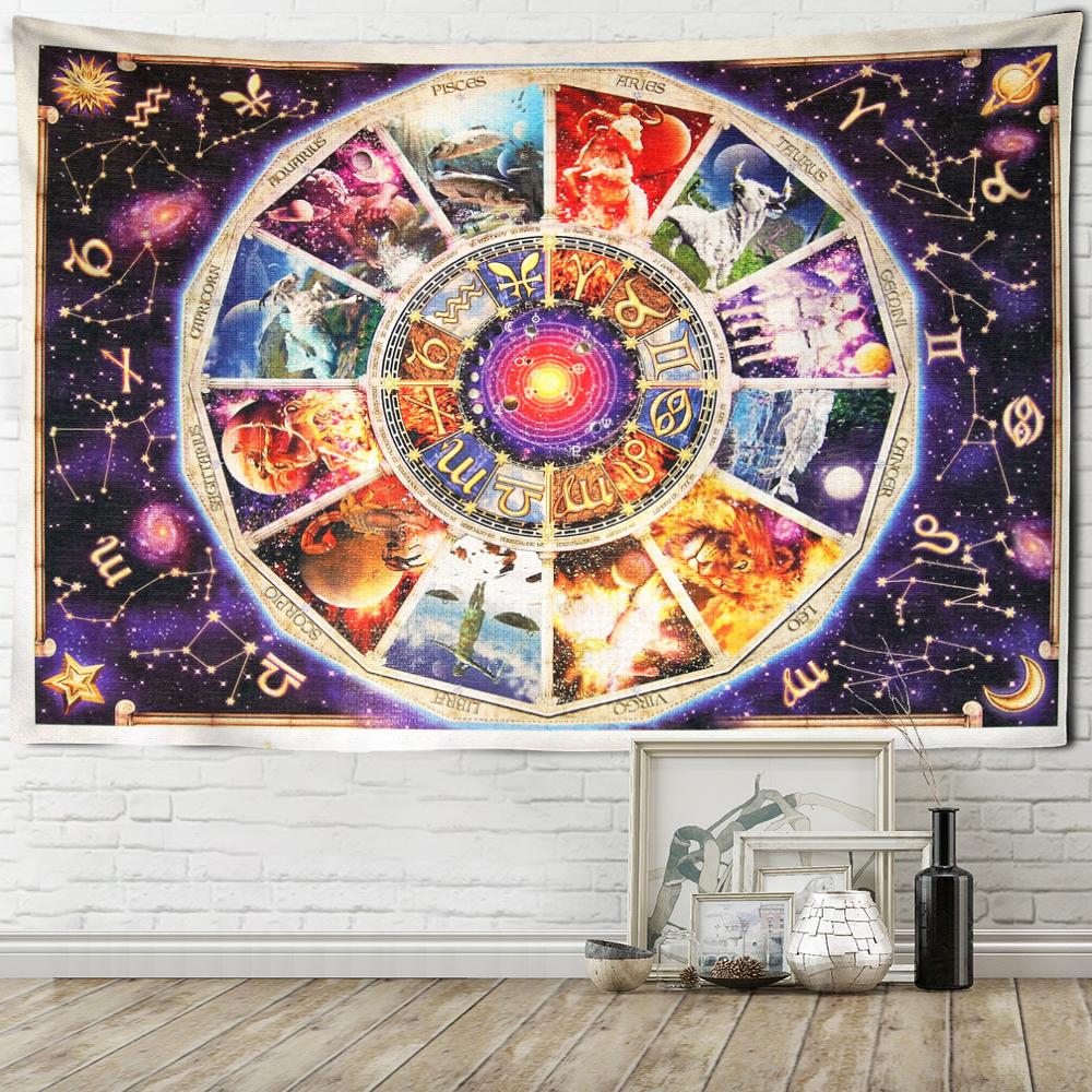 Психоделический компас гобелен настенный 12 созвездий печать богемный хиппи колдовство — фото 4