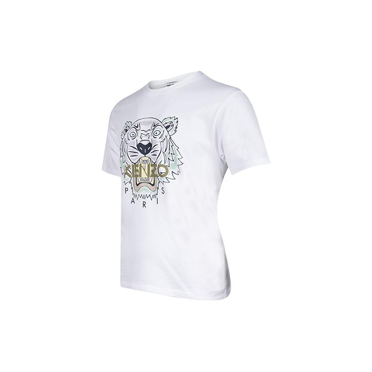 KENZO Classic Tiger Head T-Shirts Men's White Crew Neck Moderate FC55TS0204YL-01B
