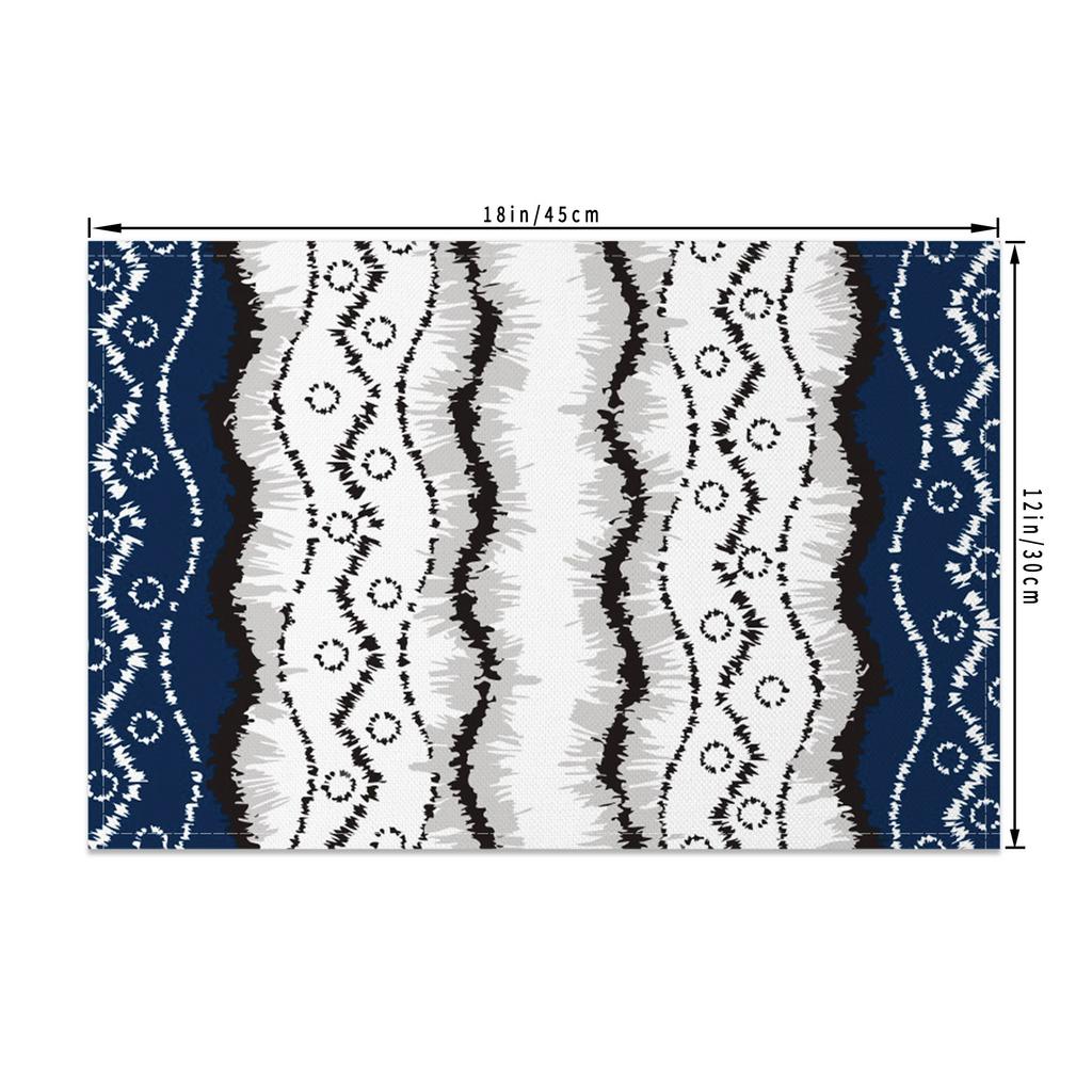 Bohemian Table Mats Artistic Ethnic Print Placemats Geometric Wave Abstract Patterns Waterproof 4pc Linen Dining Kitchen Decor