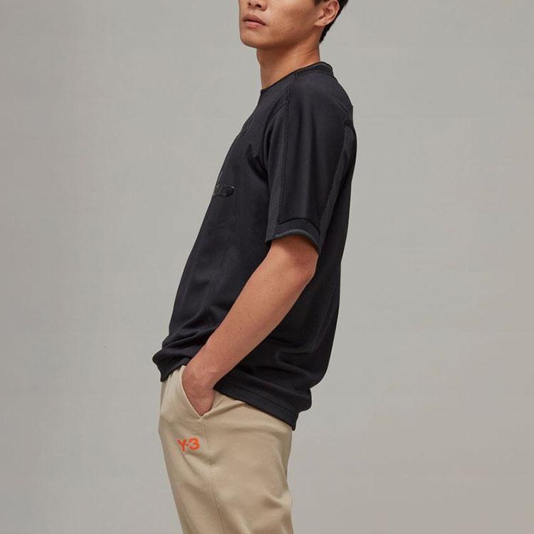 Y-3 Logo Print Crew Neck Short Sleeve T-Shirt Unisex Tops Black HM5039