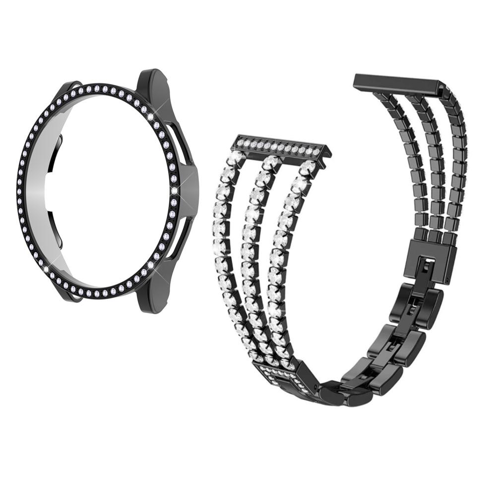 

Женский ремешок с бриллиантами + чехол для Samsung Galaxy watch7 watch6 watch5 watch4 40 мм 44 мм Блестящий сменный ремешок защитная накладка Galaxy watch6 40mm