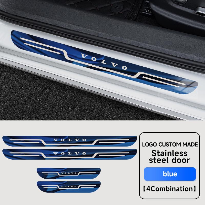 Car Stainless Steel Door Sill Scuff Plate For VOLVO XC60 XC90 S60 S90 V60 V90 EX30, Carbon Fiber Threshold Protective Sticker