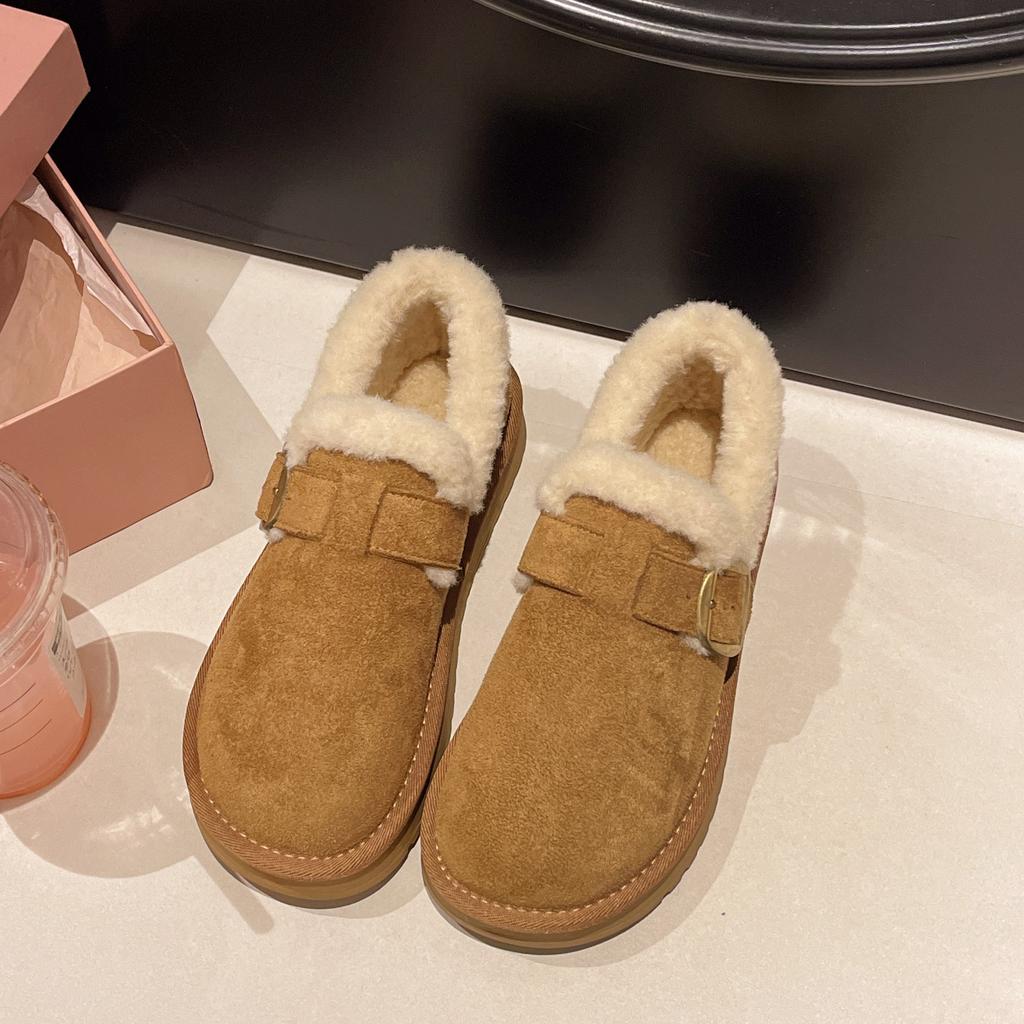 Winter snow cotton shoes retro new warm and velvet Doudou soft-soled fluffy pedal cold-proof cotton shoes