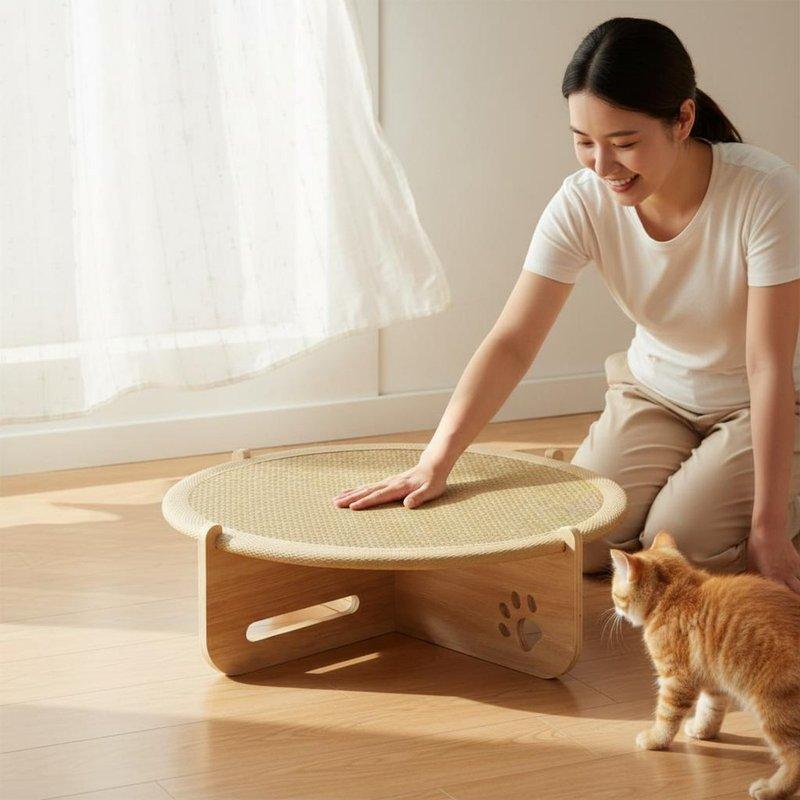 Feline Scratcher Bed Breathable Feline Hammock Bed Small Dog Sleeping Mat Scratch Resistant Wooden Frame for Summer