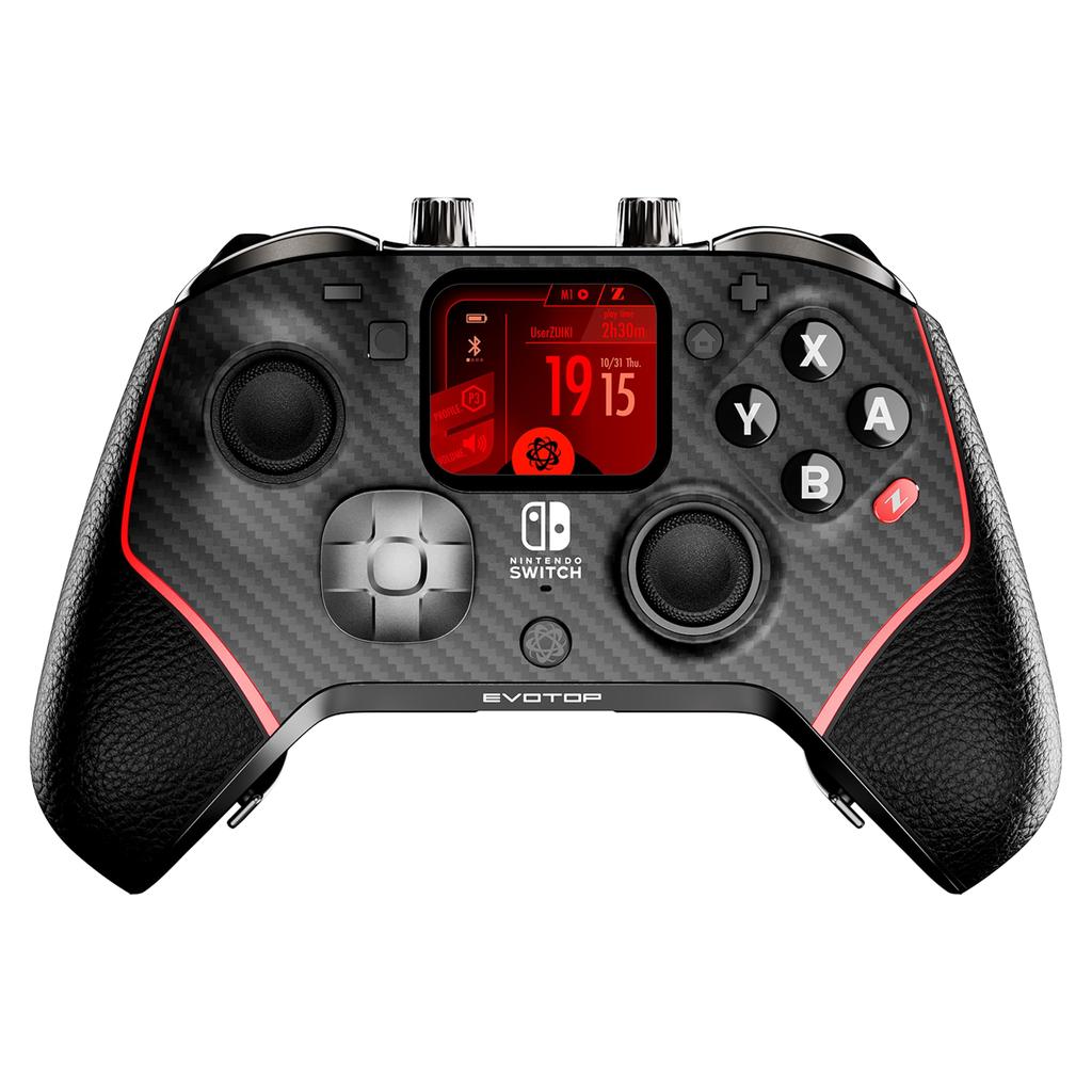 EVOTOP Ovladač s LCD dotykovou obrazovkou Bezdrátový Pro ovladač s nabíjecí dokovací stanicí pro Nintendo Licencovaný Multifunkční Switch/PC (Černá) [Nintendo