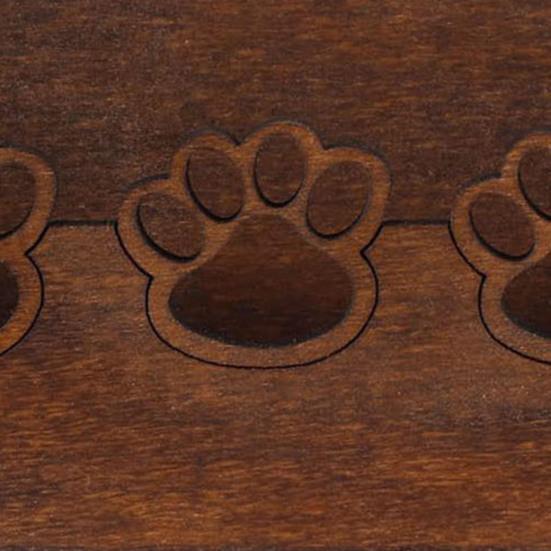 Wood Business Card Holder for Desk, Cute Paw Print Display Stand for Postcards Office Home, Rustic Desktop Tabletop Organizer