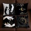Cushion Cover Print Soft Celestial Case Sofa Living Hands Room Home Comfortable Office Decor Sun Protective Pillow Moon Covers