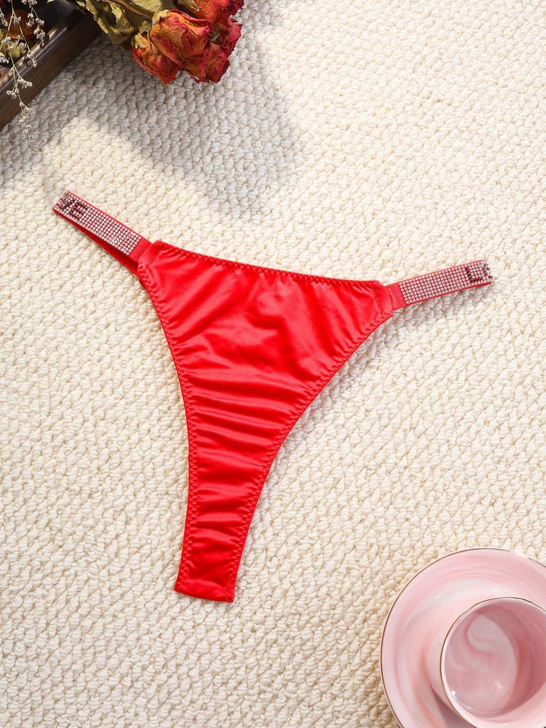 Women's Plus Size Rhinestone Sport Thong - Mid-Low Waist, Breathable Cotton Crotch, Sexy & Comfortable 442