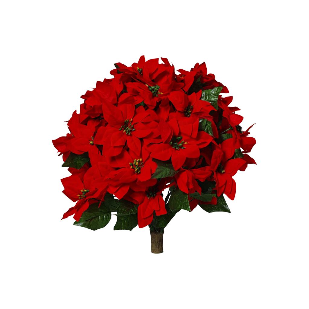 15 Zoll Künstlicher Weihnachtsstern-Strauß, Roter Weihnachtsstern-Strauch, Seiden-Weihnachtsstern-Strauß, Geeignet für Innen- und Außen-Heim-Veranda-Gartendekoration.