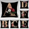 Rose Flower Letter Pattern Throw Pillow Cover With Short Plush Print For Living Room Sofa Decoration Cushion Cover Pillow Covers
