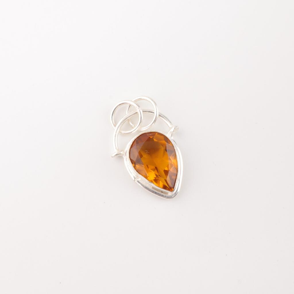 Citrine Gemstone 925 Sterling Silver Handmade Jewelry Pendant 1.01" Gift For Her PP-56-3