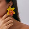 Orchid Flower Necklace Cloth Simulation Flower Earrings Personality Clavicle Chain  Ladies