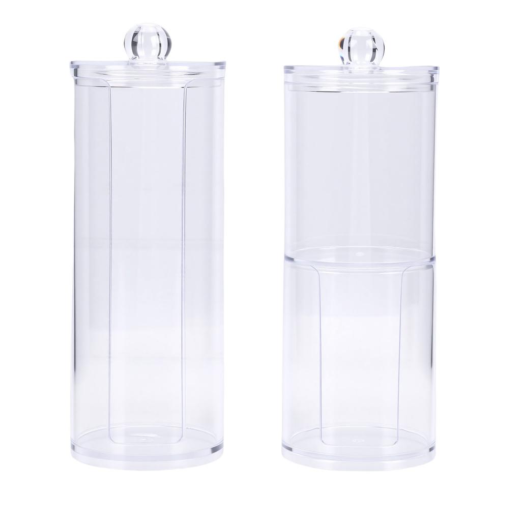 Acrylic Cotton Rounds Holder Set Stackable Clear Qtip Dispenser Makeup Remover Pad Organizer for Bathroom Vanity 2Pcs