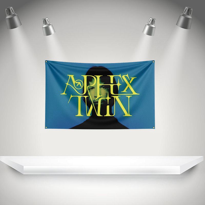 A-Aphex T-Twin Flag Rock Music Band Banner HD Printing Tapestry Exhibition, Music Band Fans, Garage Decor