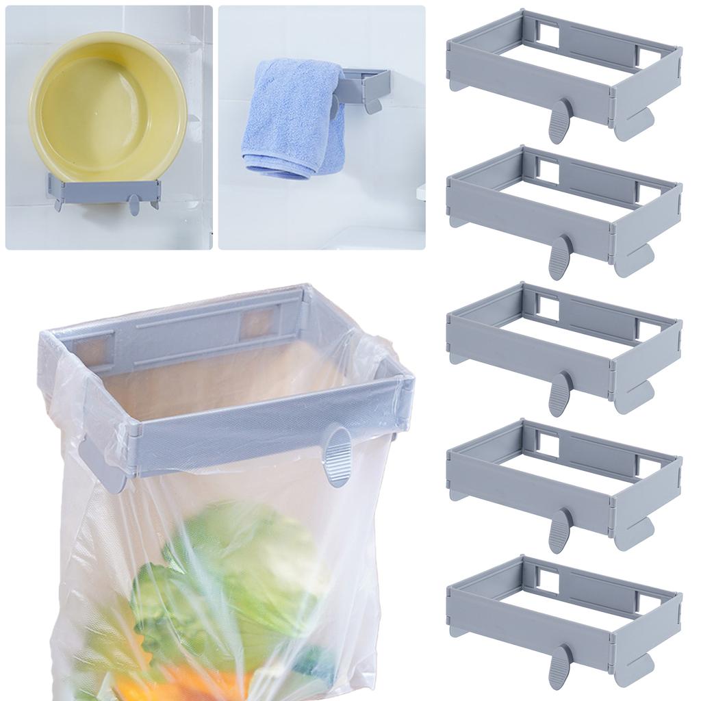 Folding Garbage Bag Organizer with Fixing Buckle Portable Garbage Holder Space-Saving for Kitchen Cabinets Doors Cupboards