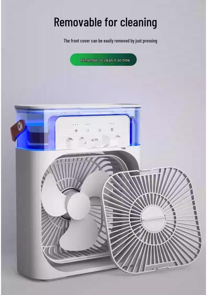 Water-cooled Desktop Fan & Humidifier with Cooling Spray for Dorms and Offices
