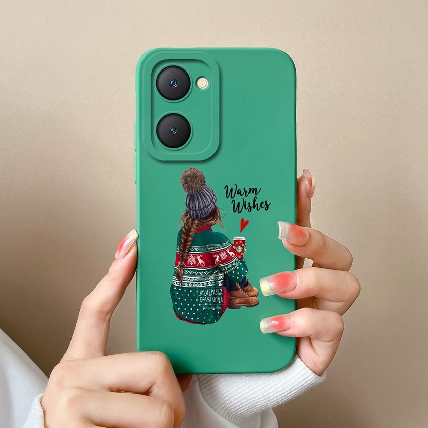 New Case For Vivo iQOO U5x Z9 Lite Y400 Pro Y03t Y02t Y18i Y18t Cute Girl Phone Cover Screen Protector Liquid Silicone Dustproof Shell For Vivo Casing