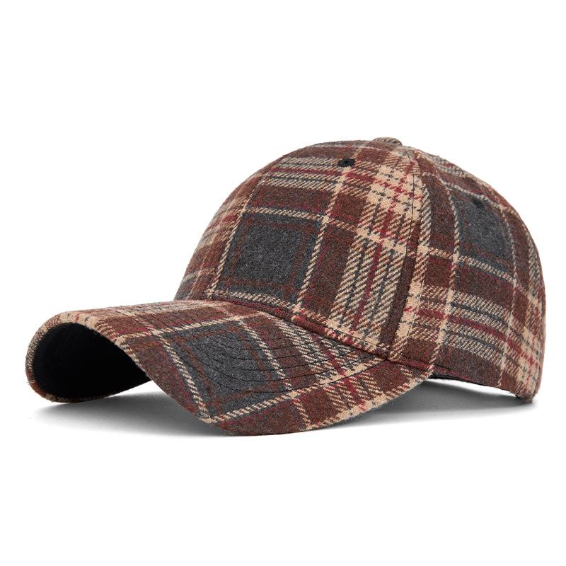 Unisex Autumn/Winter Classic Plaid Baseball Cap - Hard Top Duckbill Sun Hat