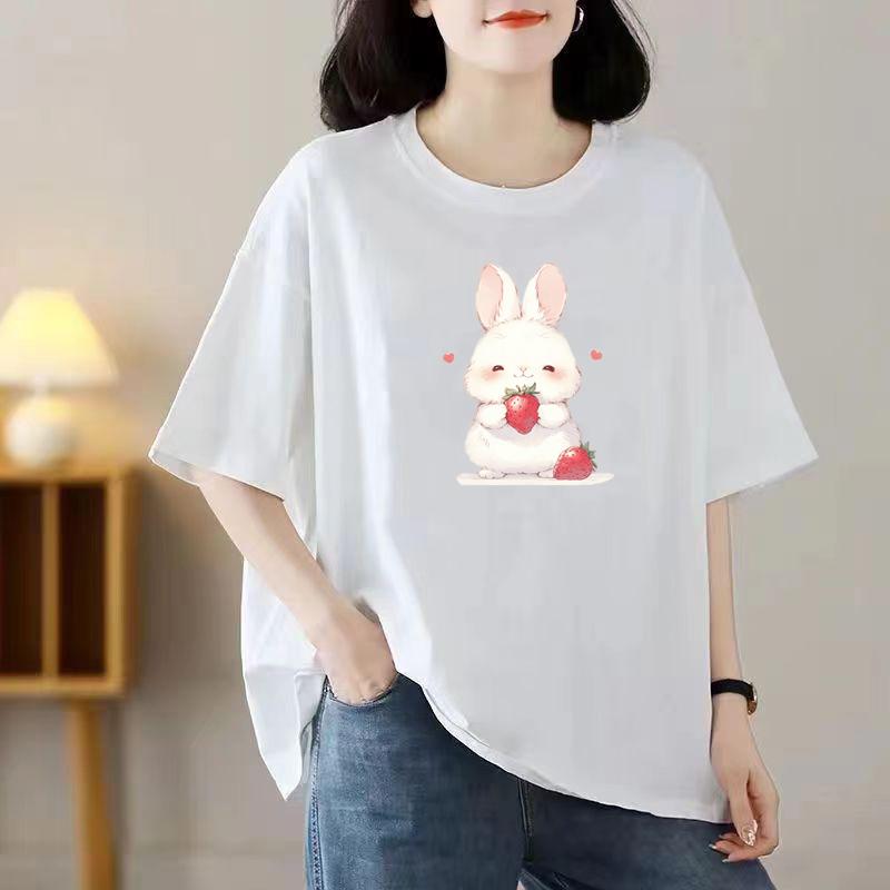 Summer New Short-sleeved T-shirt Female Korean Version of The Printed Loose Tops Loaded Cotton