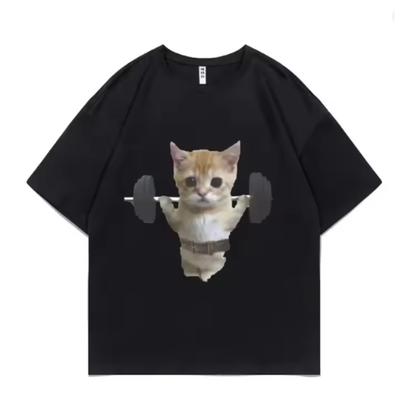 Sommer Lustig Fitness Sam Sulek Katze Grafikdruck T-Shirts Unisex Damen Niedlich Fitness Pumpenabdeckung T-Shirt Damen Meme T-Shirt Kurzarm