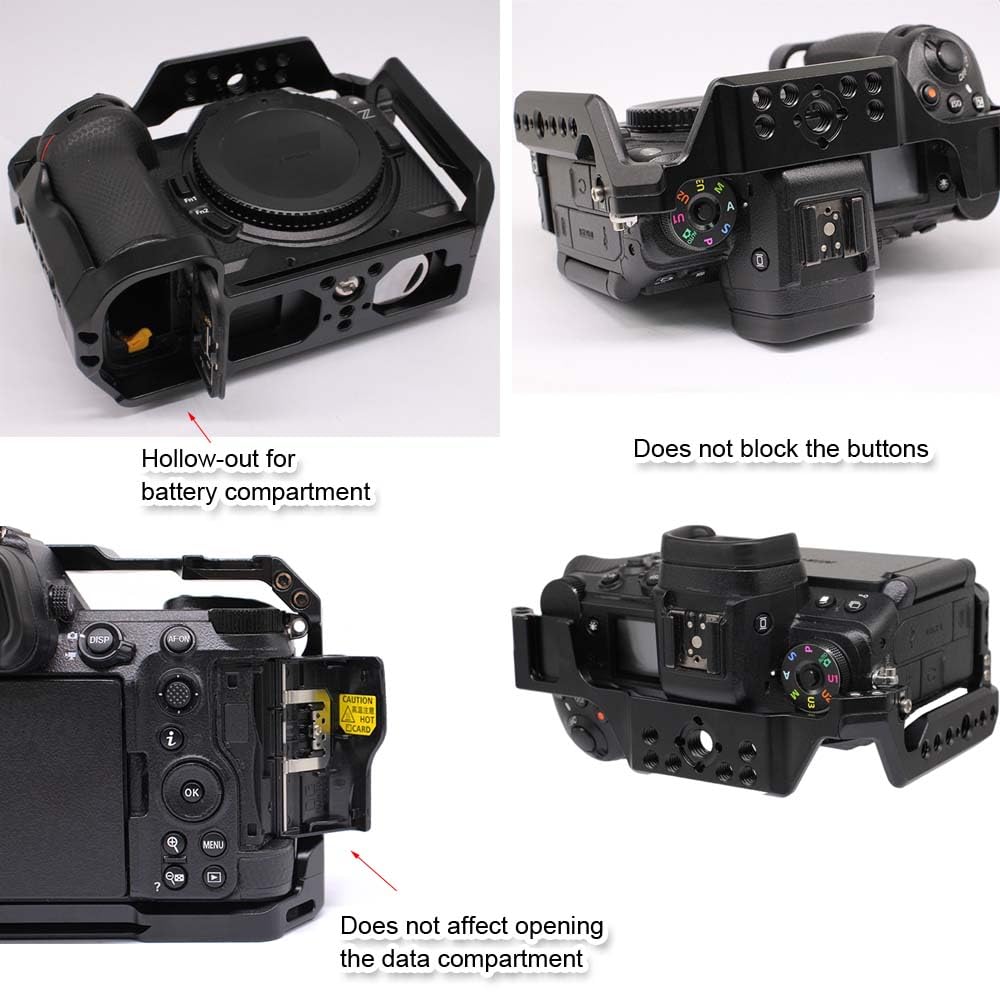Nikon Z5 Z5II Z6 Z6II Z7 Z7II Camera Cage with Fit Quick Release Vlogging Video Shooting Filmmaking Rig Stabilizer with Dual Cold Shoe Arca-Swiss