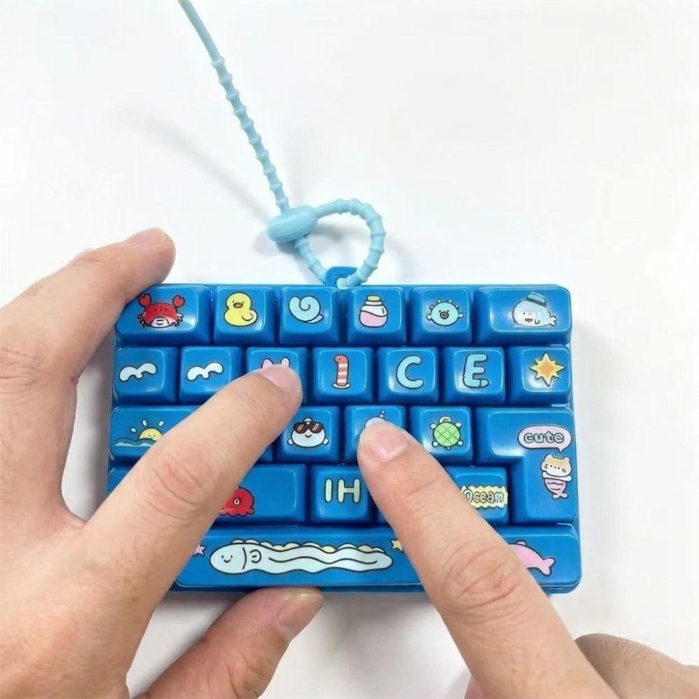 Cartoon 26-Key Keychain 26 Key Grid Keycap Clicker Mechanical Keyboard Keychain Bag Charm