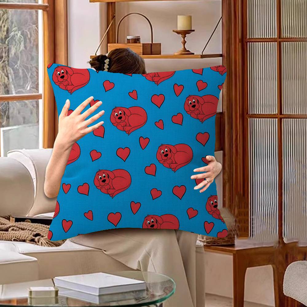 Cartoon Clifford The Big Red Dog Lucky Dragon Pillow Cover Sofa Cushion Cover Home Room Decoration Children Gift
