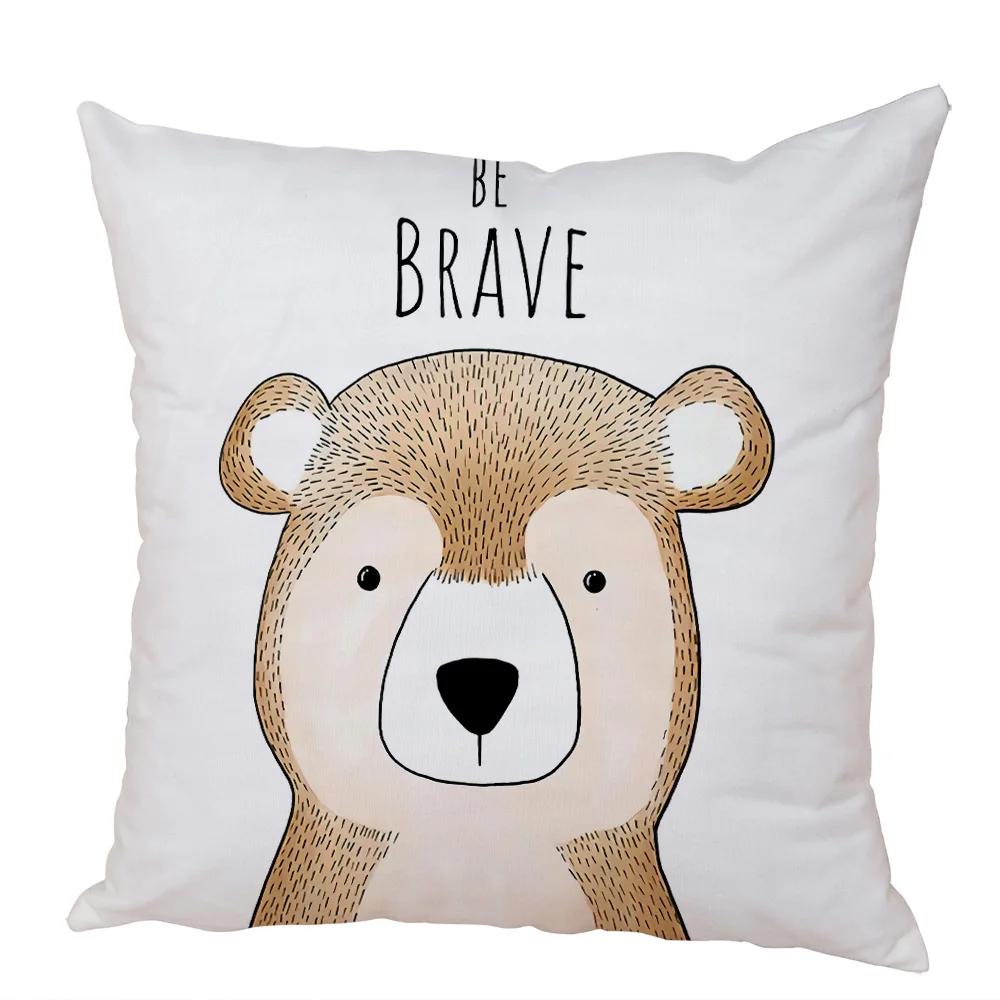 Nordic Zebra Hippo Giraffe Lion Crocodile Pillow Case Decor Animal Cushion Cover for Sofa Home Peach Skin Pillowcase 45x45cm