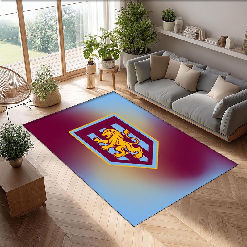 Aston Villa Voetbal Print Kristal Fluweel Tapijt, Comfortabel Waterabsorberend Antislip Binnen Vloerkleed