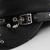 Damen Trend Baskenmütze Schwarz PU Leder Flache Kappe Kapitän Militärmützen Damen Accessoires