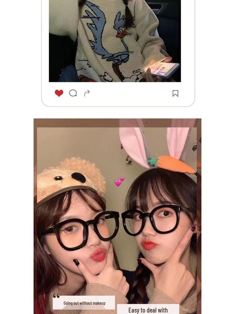 Damen Große Runde Schwarze Fassungsfarbe Wechselnde Korrektionsbrille - Blaulichtblockierend & Myopiekorrektur