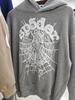 European and American Trendy Brand Sp5der Spider Web Print Hooded Sweater for Men and Women Loose Heavy Fleece Hip Hop Couple Hoodie