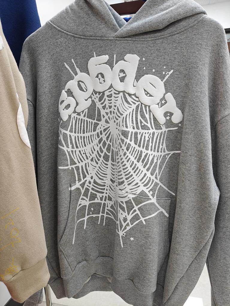 European and American Trendy Brand Sp5der Spider Web Print Hooded Sweater for Men and Women Loose Heavy Fleece Hip Hop Couple Hoodie