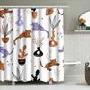 Modern Bathroom Shower Curtain With Flora Cats Design White Polyester Fabric Waterproof Decorative For Home Bathrooms
