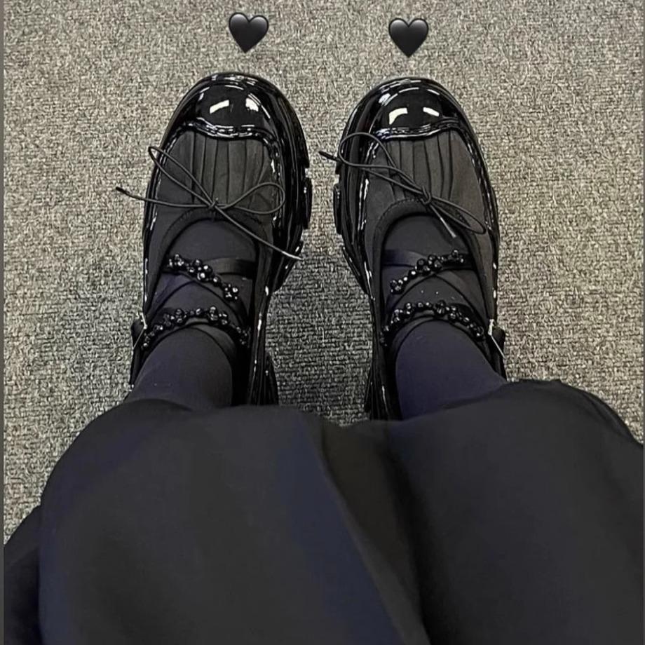 Spring Autumn Women's Low Heels Korean Style Pearl Chain Party Work Wear Mary Jane Flats Ladies' Casual Boat Shoes