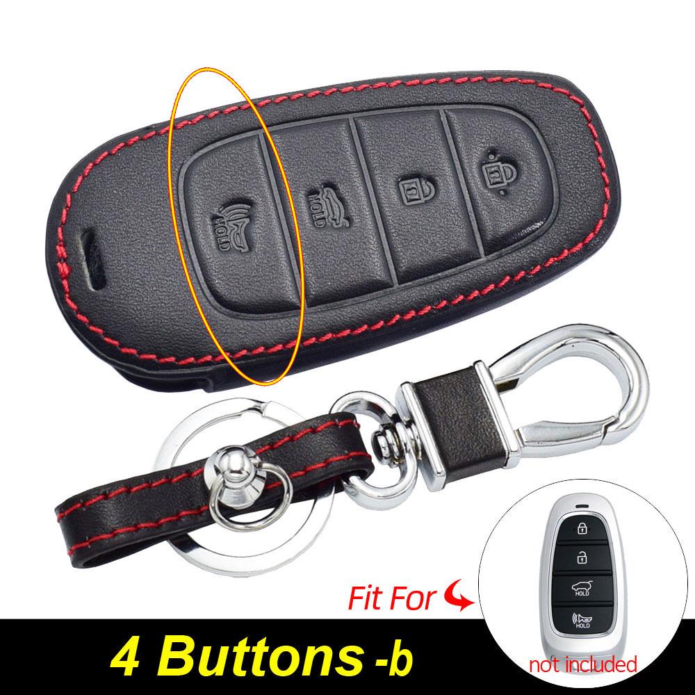 Atobabi Leather Car Key Case Keychain For Hyundai Tucson Nexo Santa Fe Azera Sonata   Smart Remote Control Protect Cover