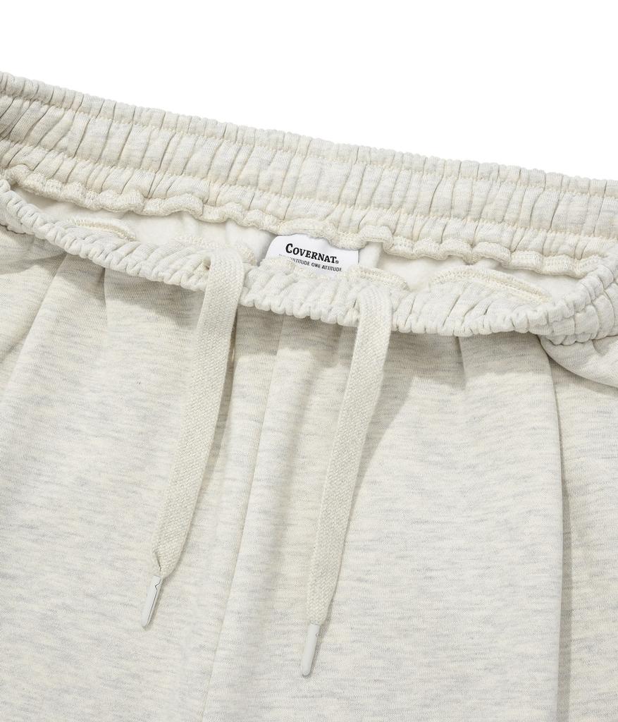 COVERNAT One-Pleat Semi-Wide Fit Fleece-Lined Sweatpants Oatmeal