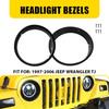 Pair Headlight Bezels Black Ert Cover Trim Fit Jeep Wrangler TJ 1997-2006