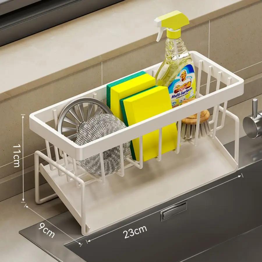 Multipurpose Kitchen Sink Organizer: Drying & Storage Rack for Sponges, Cloths & Detergent Bottles - Saves Space, Drains Water