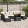 VidaXL 8-Piece Garden Dining Set with Cushions Black Poly Rattan Acacia 3350044
