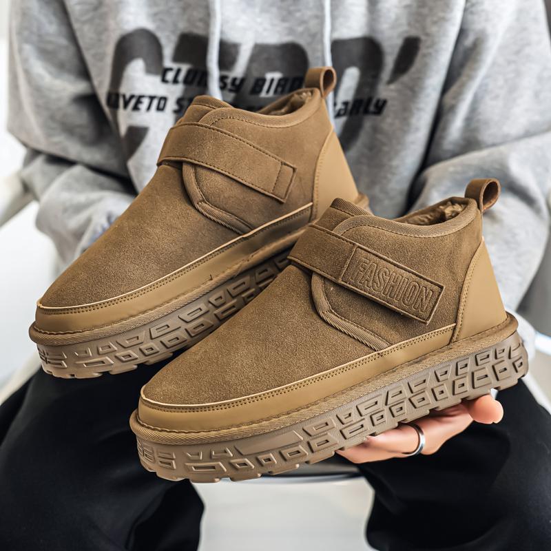 Autumn and Winter Men's Snow Boots Warm Fur-Lined Thickened Mid-Calf Cotton Shoes Thickened Bakers Fashion Casual Shoes Sneakers